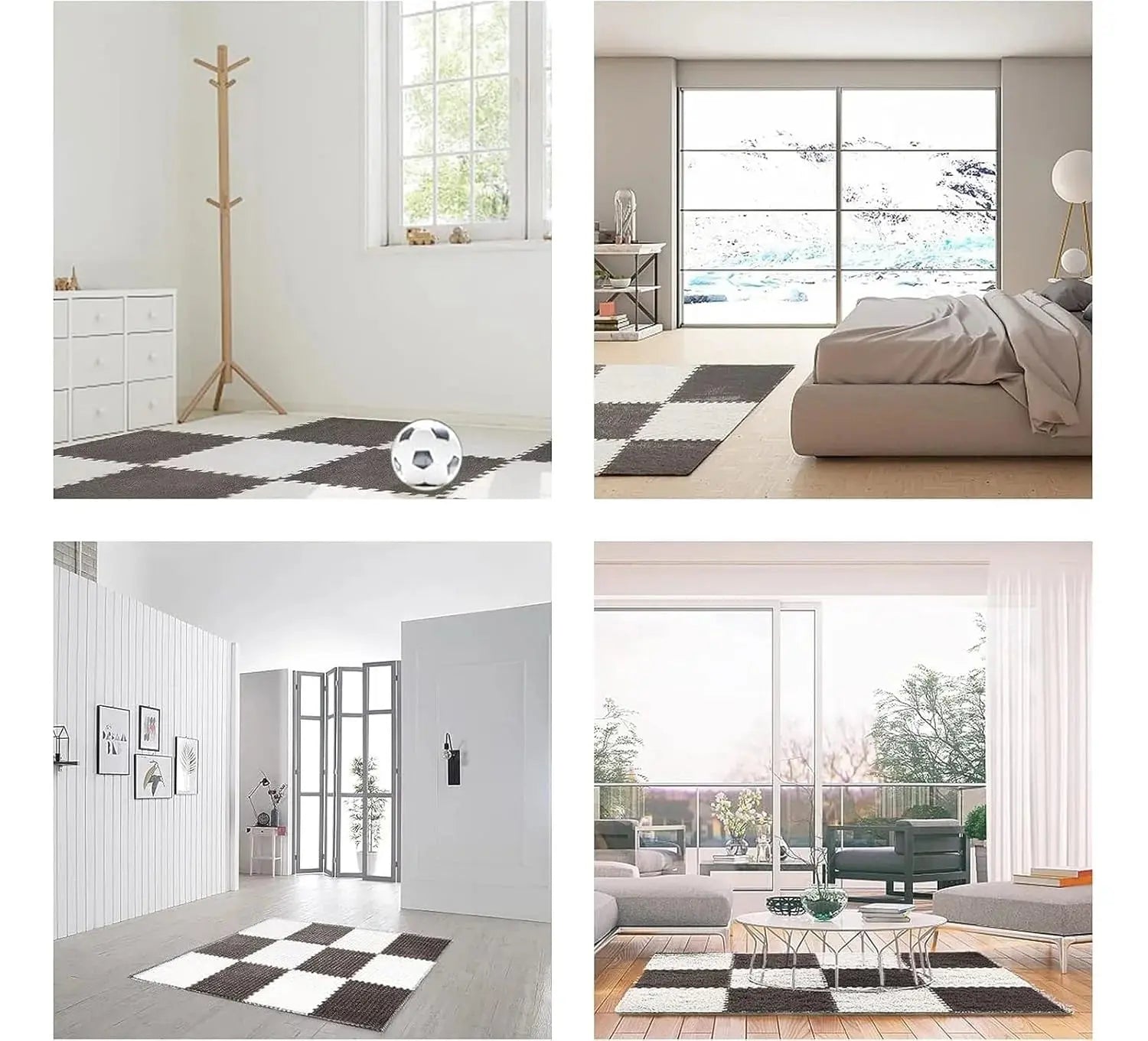 Soft Interlocking Carpet Floor Mat-10Pcs Soft Plush Foam Puzzle Floor Tiles for Kids, Home & Exercise Scrollcart Qatar 