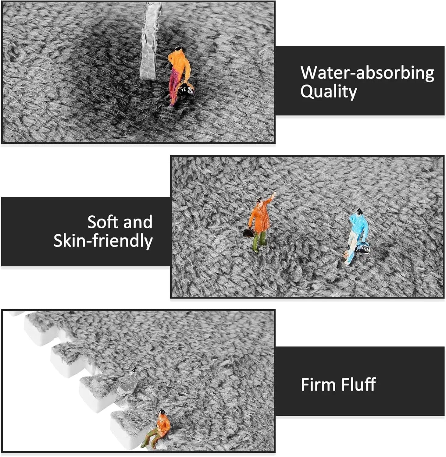 Soft Interlocking Carpet Floor Mat-10Pcs Soft Plush Foam Puzzle Floor Tiles for Kids, Home & Exercise Scrollcart Qatar 
