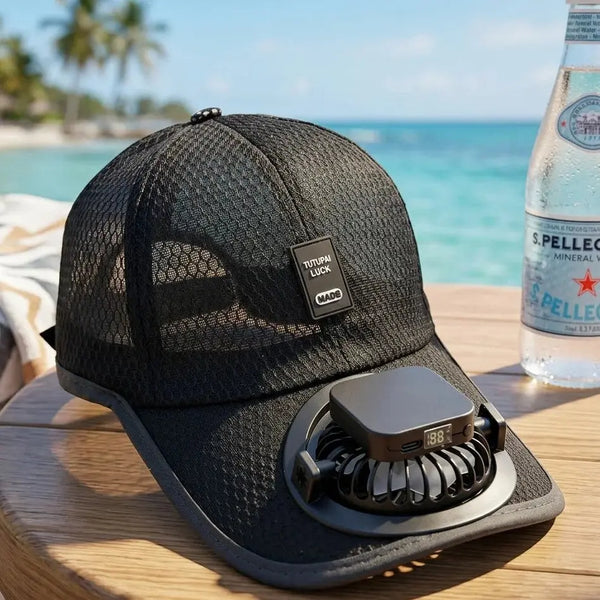 Solar Fan Baseball Cap – UV Protection Sun Hat with USB Charging Scrollcart Qatar 
