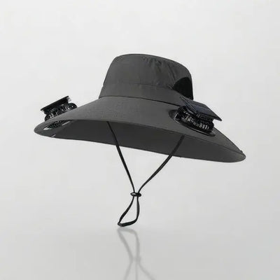Solar Fan Wide-Brim Sun Hat – 2-Fan Outdoor Fishing Hat for Men & Women Scrollcart Qatar 