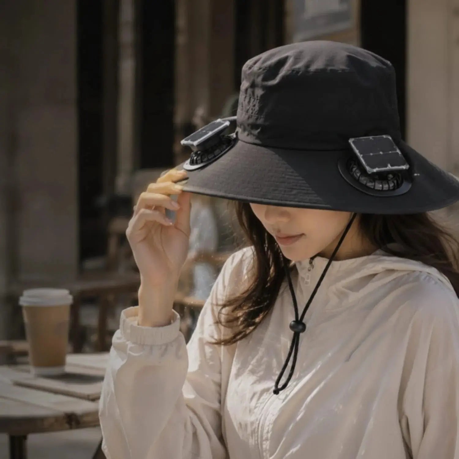 Solar Fan Wide-Brim Sun Hat – 2-Fan Outdoor Fishing Hat for Men & Women Scrollcart Qatar 