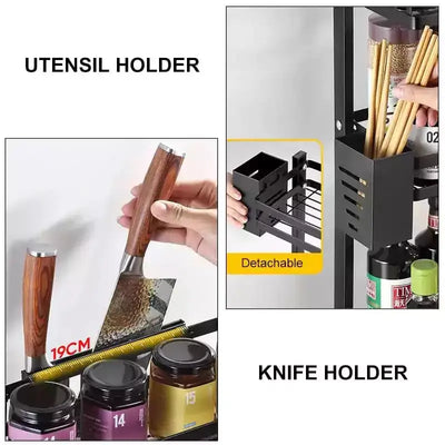 Spice Rack For Kitchen - including Dedicated Utensil & Knife Holder
