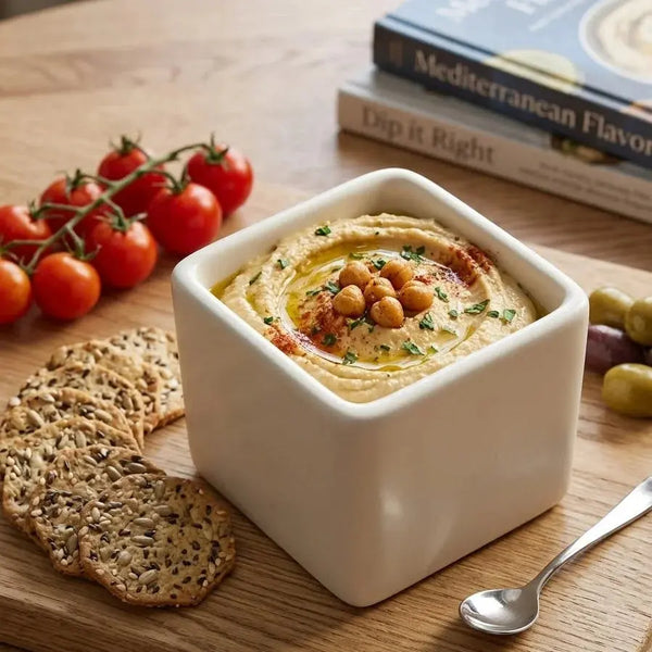 Square Dip Bowl Small – Off-White Ceramic Serving Bowl Scrollcart Qatar 