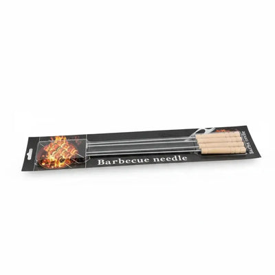 Stainless Steel BBQ Skewers with Wooden Handles (6pcs) 