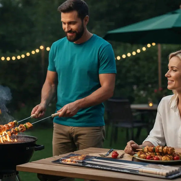 Stainless Steel BBQ Skewers 6pcs – Wooden Handles