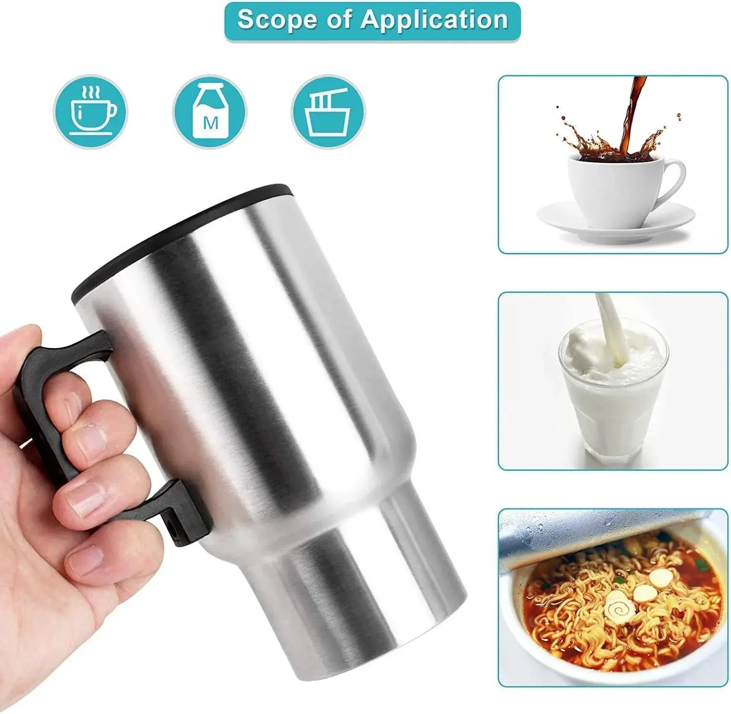 Stainless Steel Car Electric Heated Travel Coffee Mug Scrollcart Qatar 
