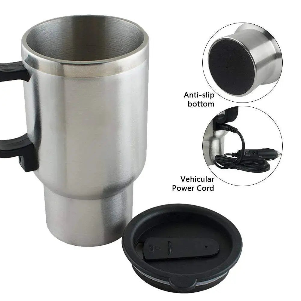 Stainless Steel Car Electric Heated Travel Coffee Mug Scrollcart Qatar 