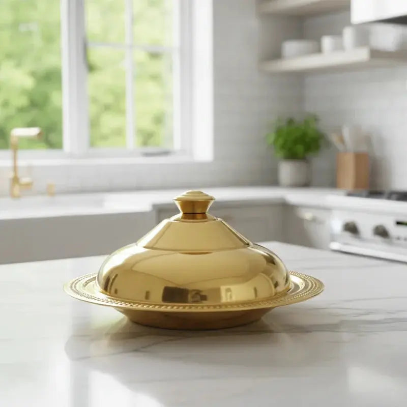 Stainless Steel Food Serving Gold Round Dinner Plate Scrollcart Qatar 