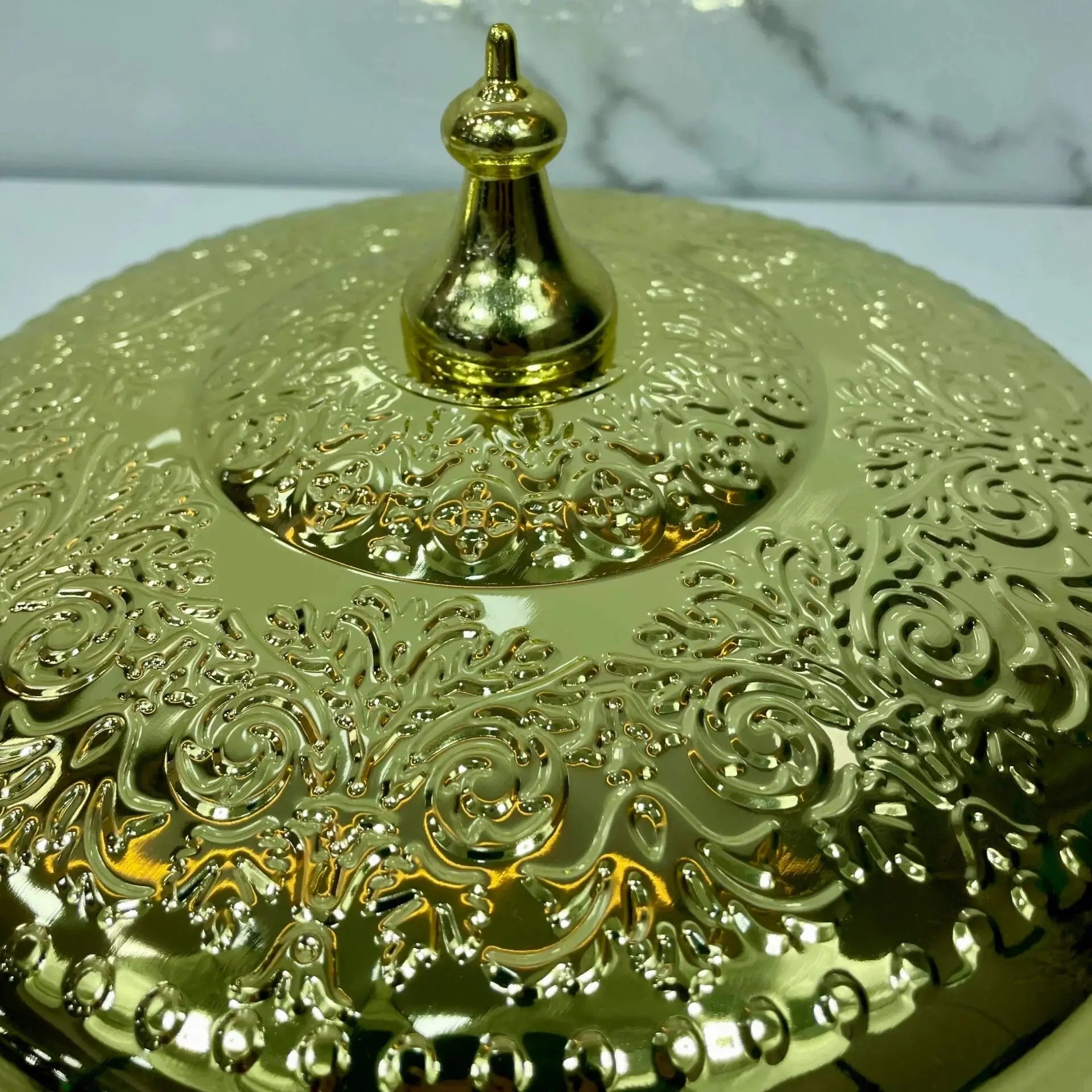 Stainless Steel Food Serving Gold Round Dinner Plate Scrollcart Qatar 