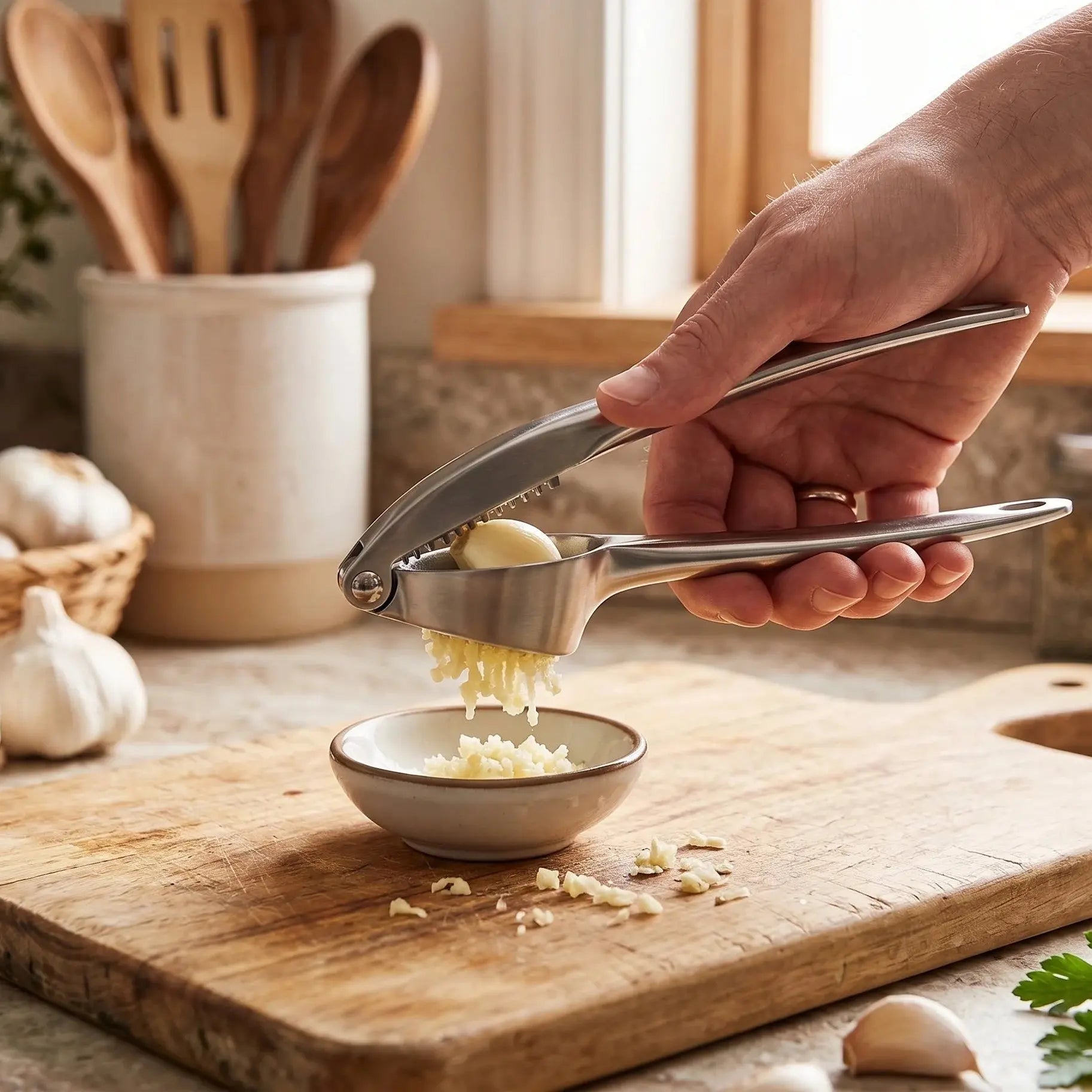 Stainless Steel Garlic Press & Mincer Scrollcart Qatar 
