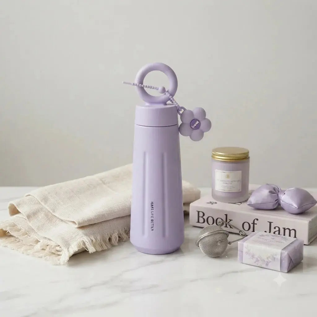 Stainless Steel Loop Water Bottle 450ML – Flower Design for Kids & Girls Scrollcart Qatar 