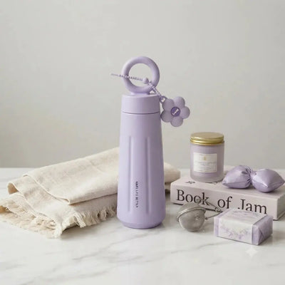 Stainless Steel Loop Water Bottle 450ML – Flower Design for Kids & Girls Scrollcart Qatar 
