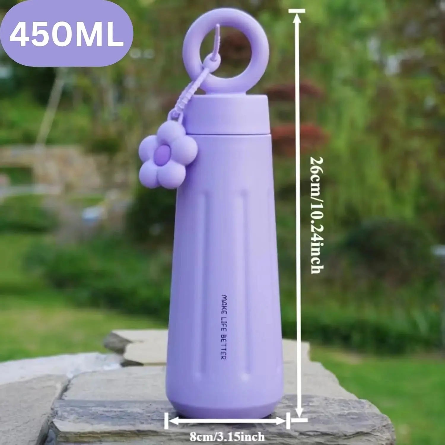 Stainless Steel Loop Water Bottle 450ML – Flower Design for Kids & Girls Scrollcart Qatar 