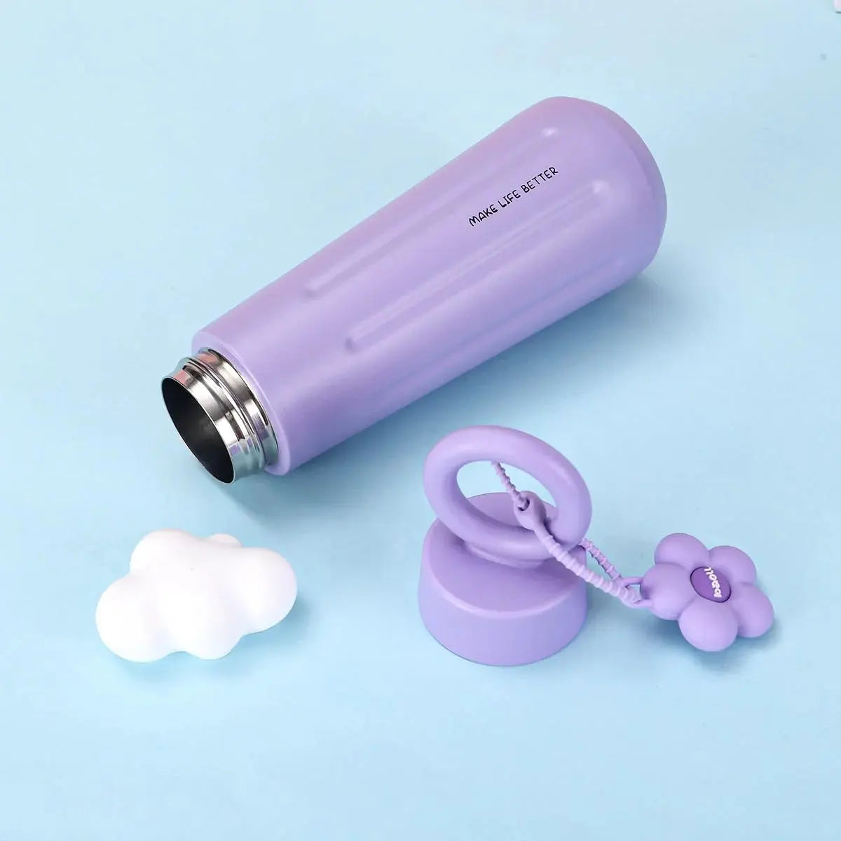 Stainless Steel Loop Water Bottle 450ML – Flower Design for Kids & Girls Scrollcart Qatar 