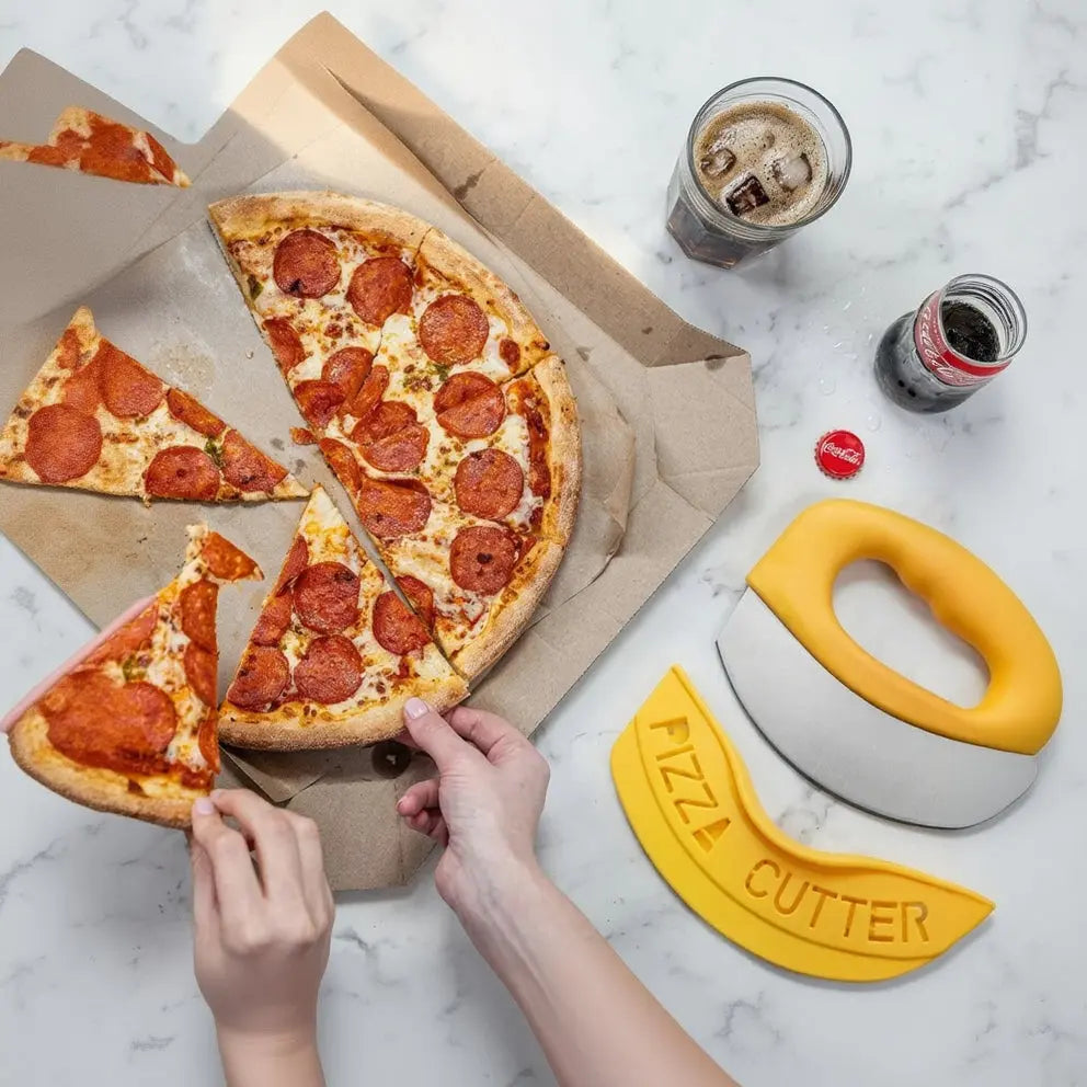 Stainless Steel Rocker Pizza Slicer & Food Chopper -With Blade Cover Scrollcart Qatar 