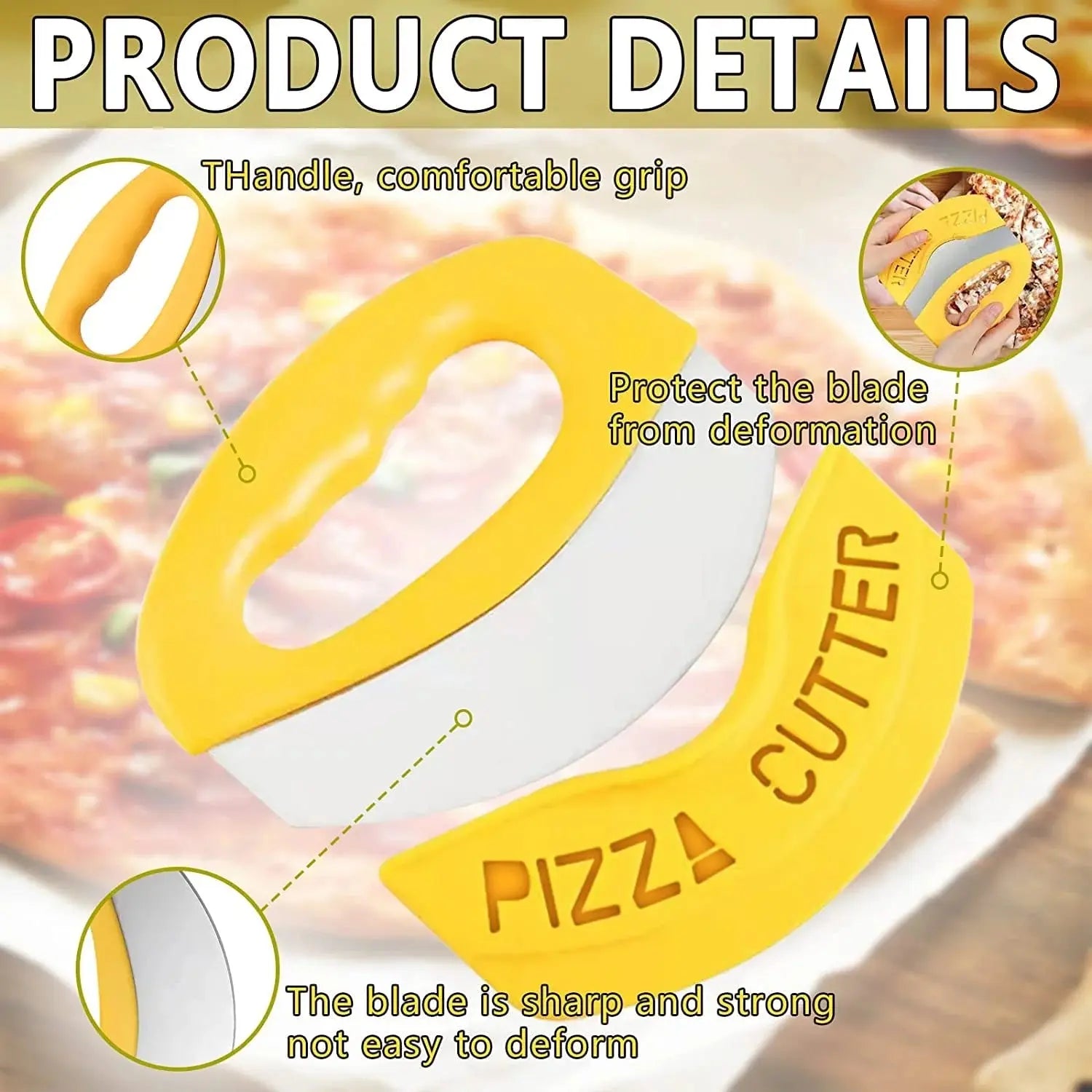 Stainless Steel Rocker Pizza Slicer & Food Chopper -With Blade Cover Scrollcart Qatar 