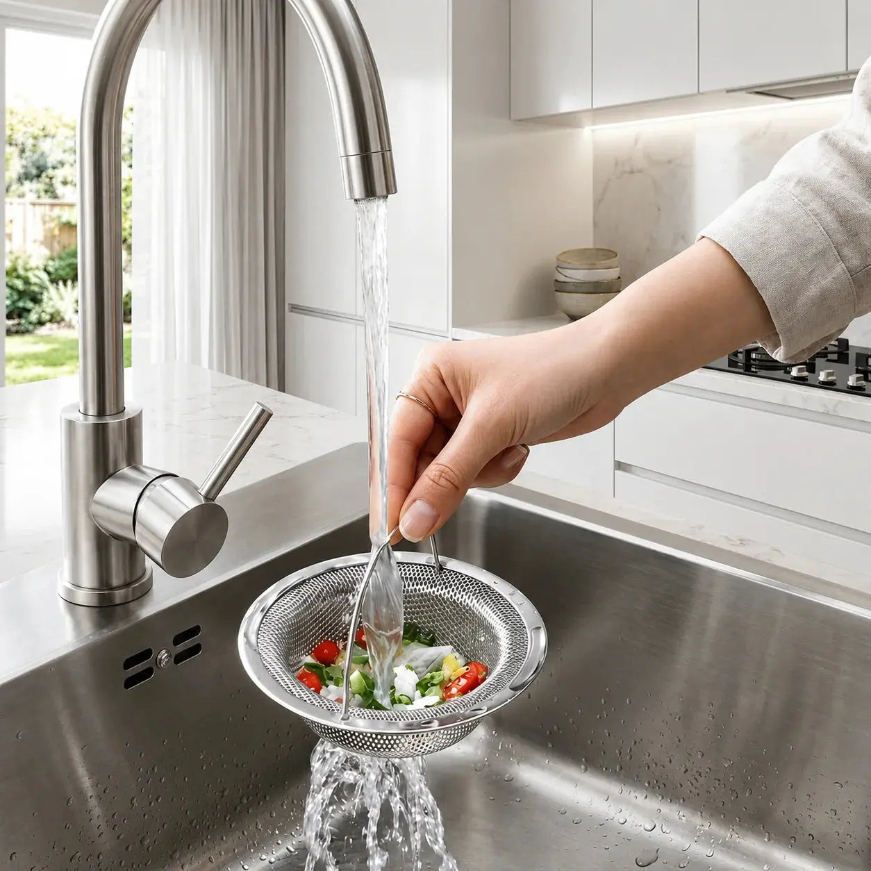 Stainless Steel Sink Strainer with Non-Slip Handle for Kitchen Scrollcart Qatar 