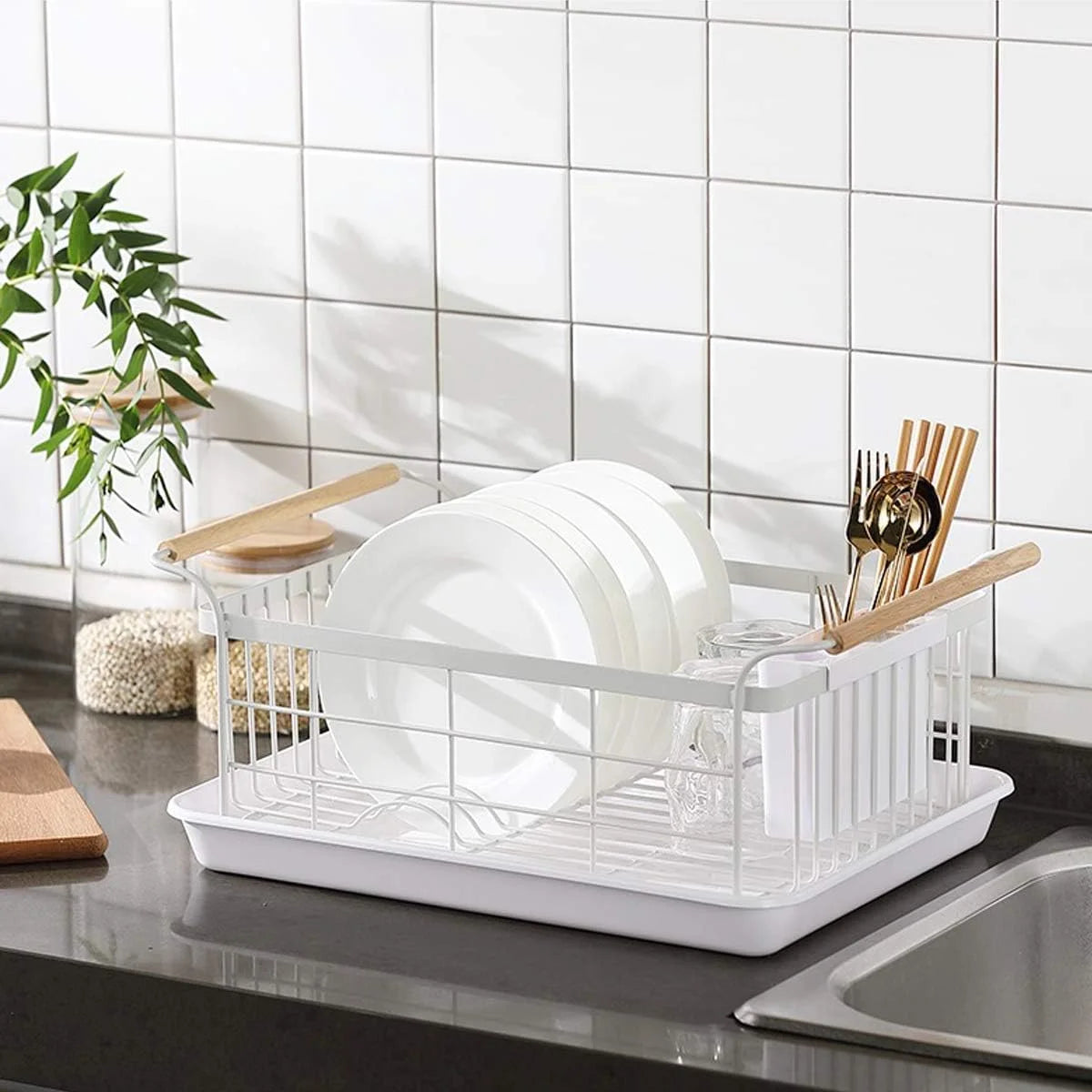 Stainless Steel Single Tier Dish Rack Kitchen Storage Qatar