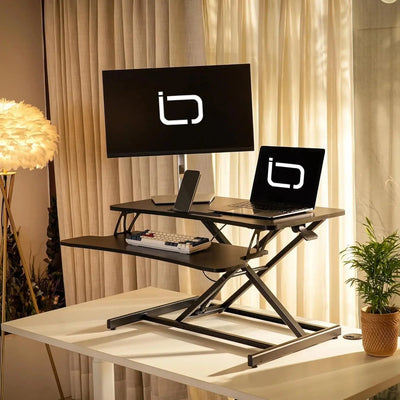 Standing Desk Converter, 32 inch Stand Up Height Adjustable Desk Riser Scrollcart Qatar 