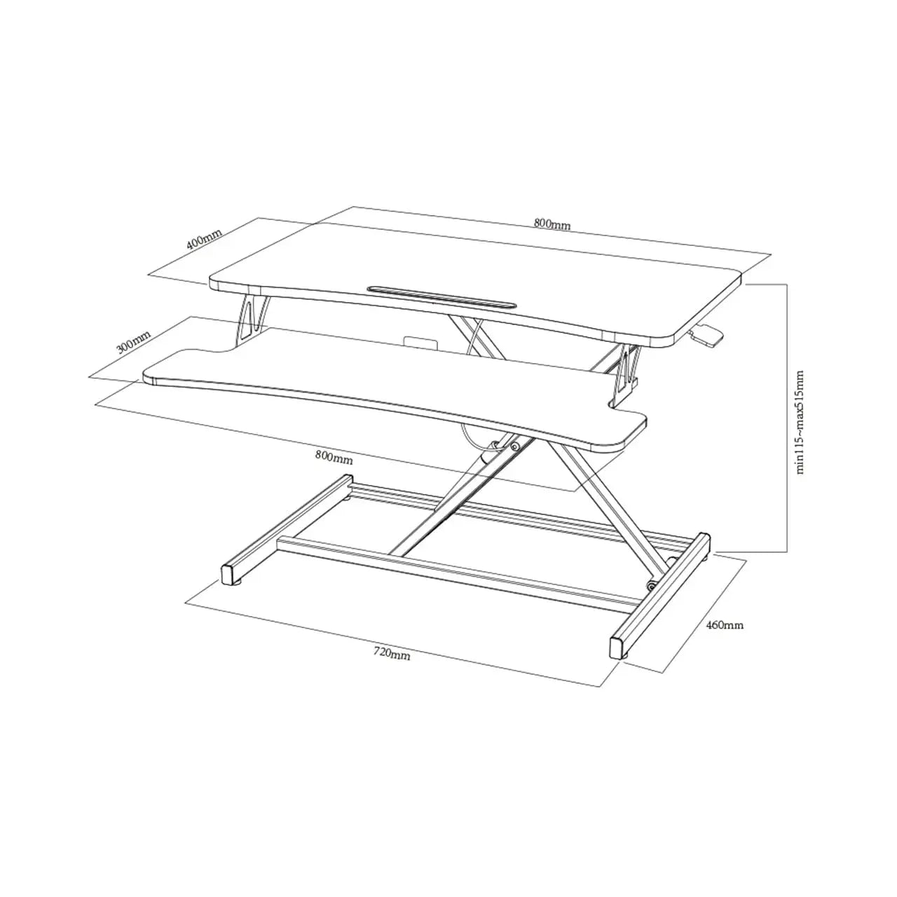 Standing Desk Converter, 32 inch Stand Up Height Adjustable Desk Riser Scrollcart Qatar 