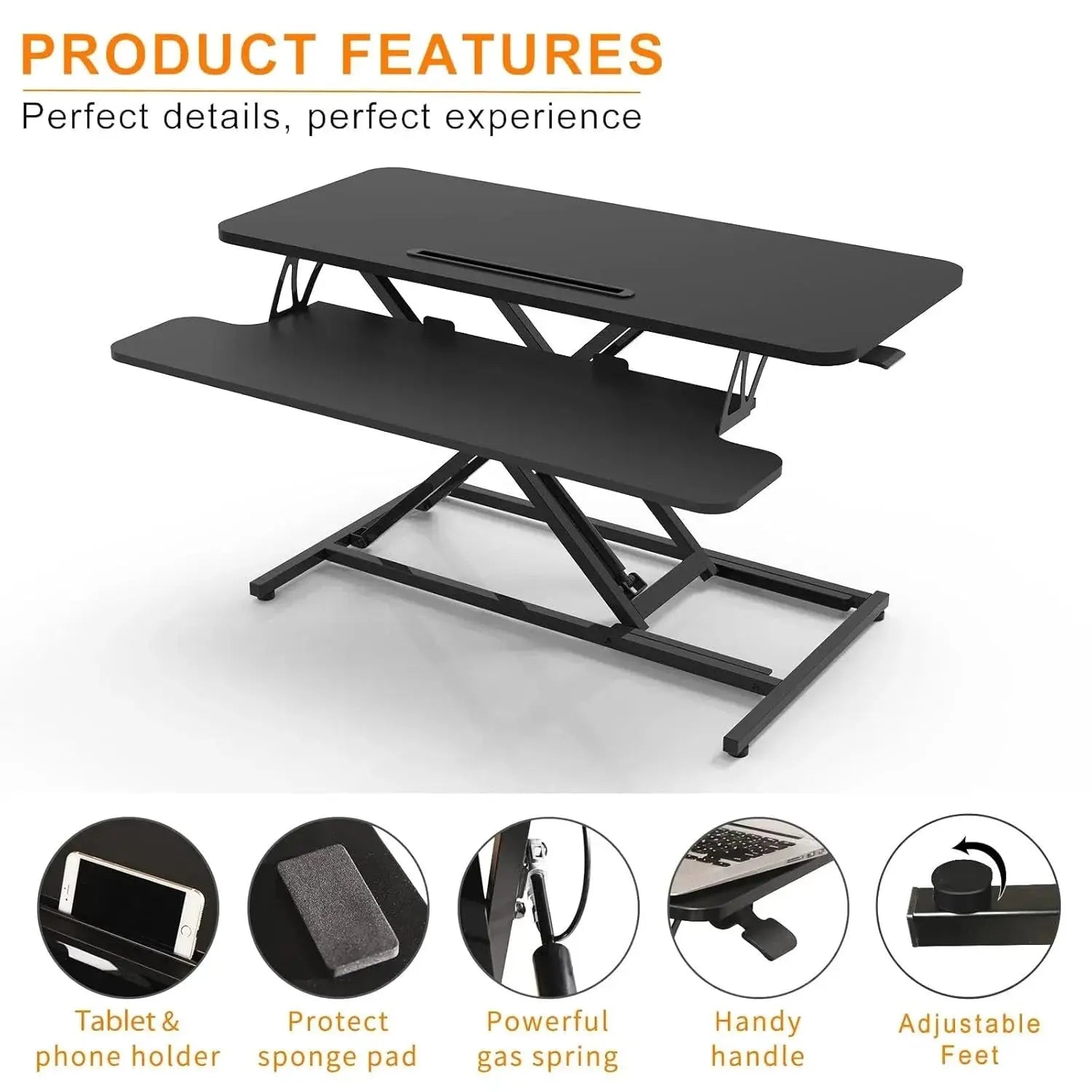 Standing Desk Converter, 32 inch Stand Up Height Adjustable Desk Riser Scrollcart Qatar 