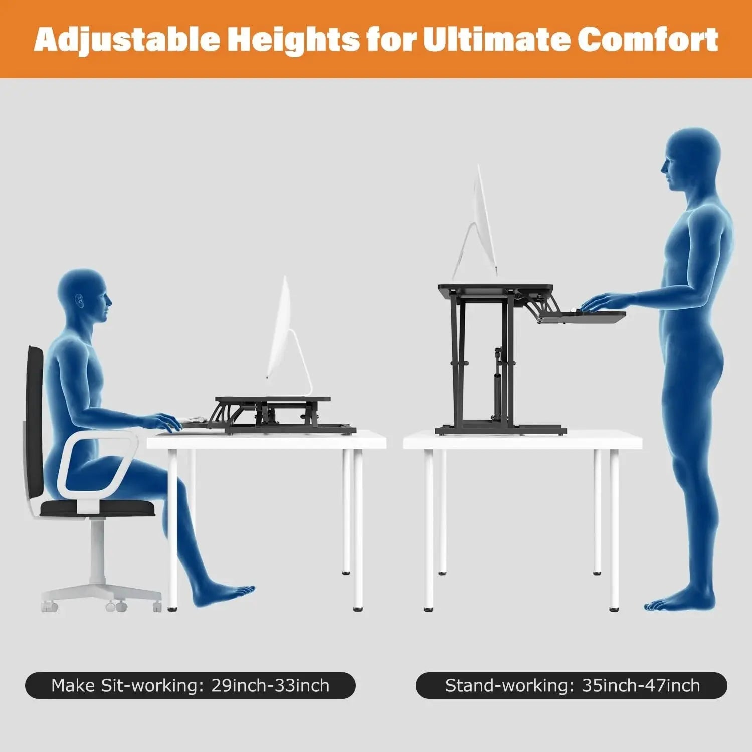 Standing Desk Converter, 32 inch Stand Up Height Adjustable Desk Riser Scrollcart Qatar 
