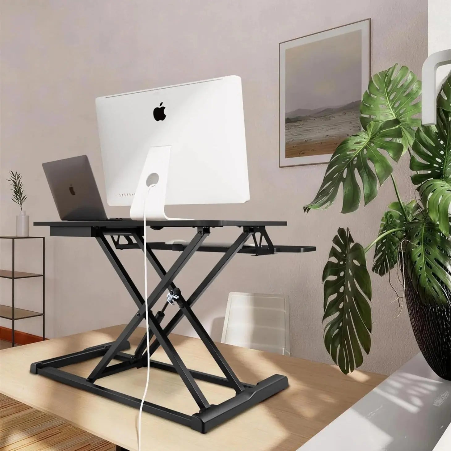 Standing Desk Converter, 32 inch Stand Up Height Adjustable Desk Riser Scrollcart Qatar 