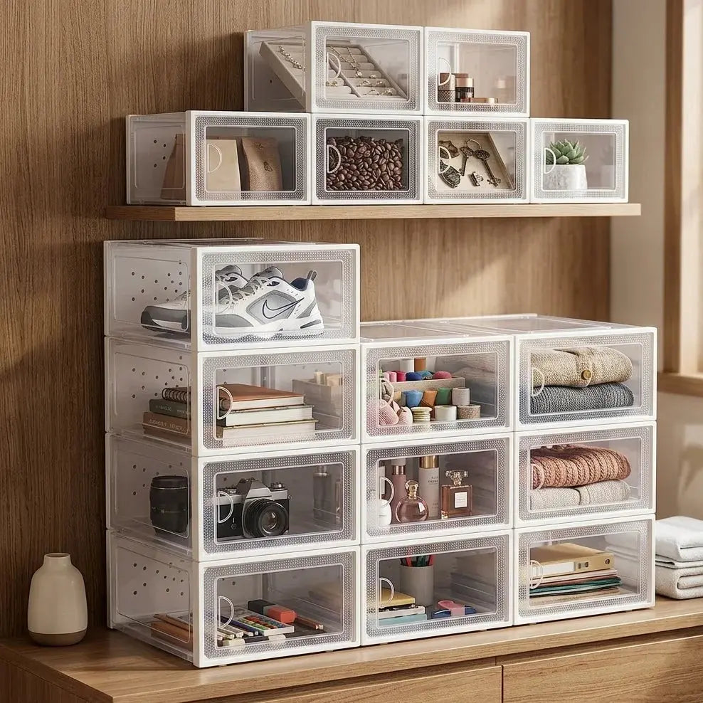 Storage Box Set – Clear Stackable Organizer for Home Scrollcart Qatar 