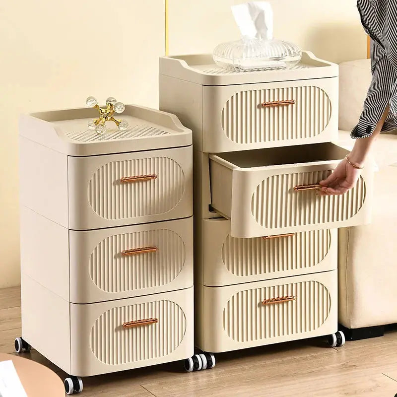 Storage Box & Organizer for Home and Office - Multi-Layer Stackable Drawer Cabinet with Wheels Scrollcart Qatar 