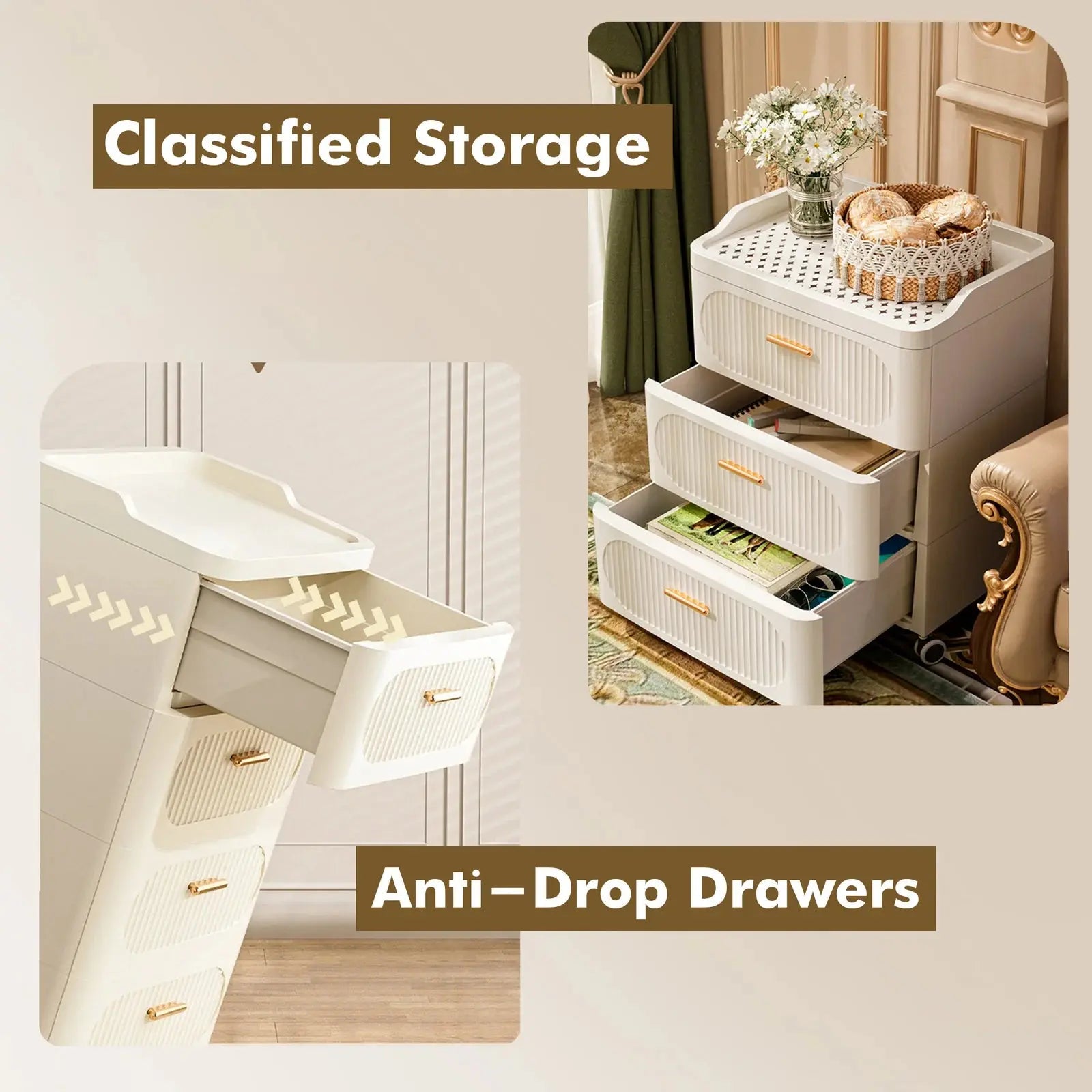 Storage Box & Organizer for Home and Office - Multi-Layer Stackable Drawer Cabinet with Wheels Scrollcart Qatar 