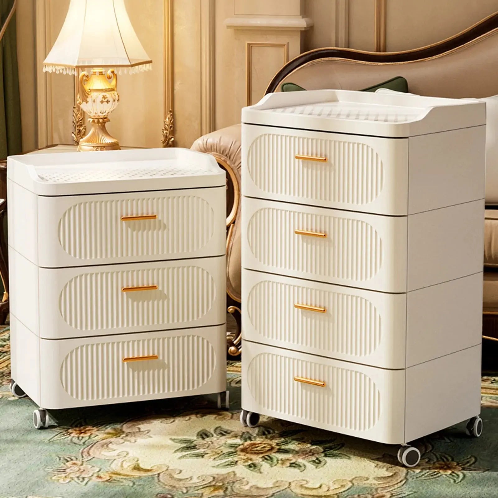 Storage Box & Organizer for Home and Office - Multi-Layer Stackable Drawer Cabinet with Wheels Scrollcart Qatar 