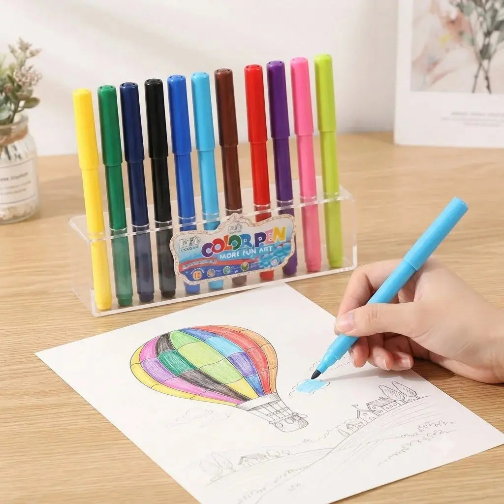 Super Washable Color Markers – Drawing Sketch Pens 12Pcs Scrollcart Qatar 