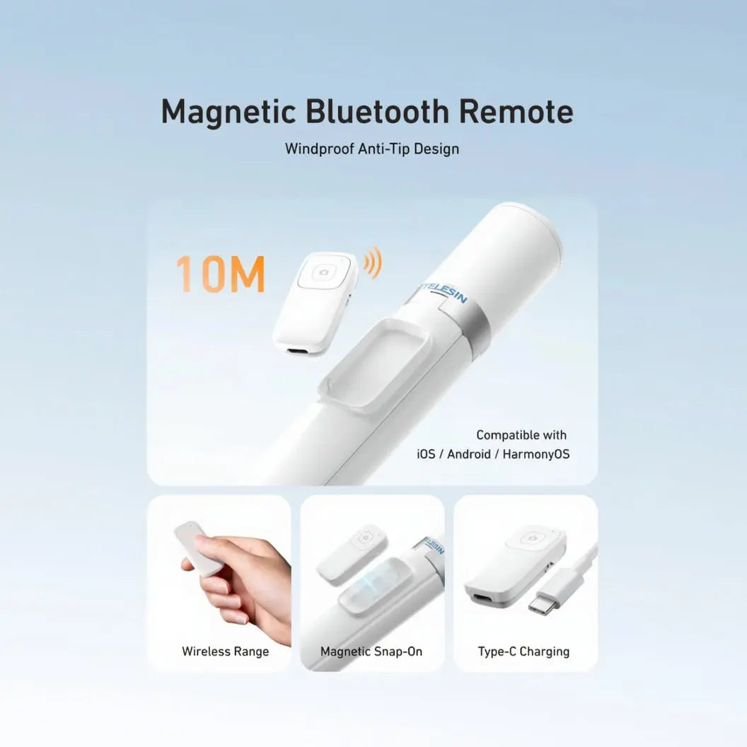TELESIN 1.7M Phone Tripod & Selfie Stick with Bluetooth Remote & 360° Rotation Marhaba international 