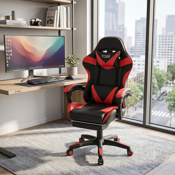 TOBI Gaming Chair Red & Black Ergonomic PU Leather Qatar