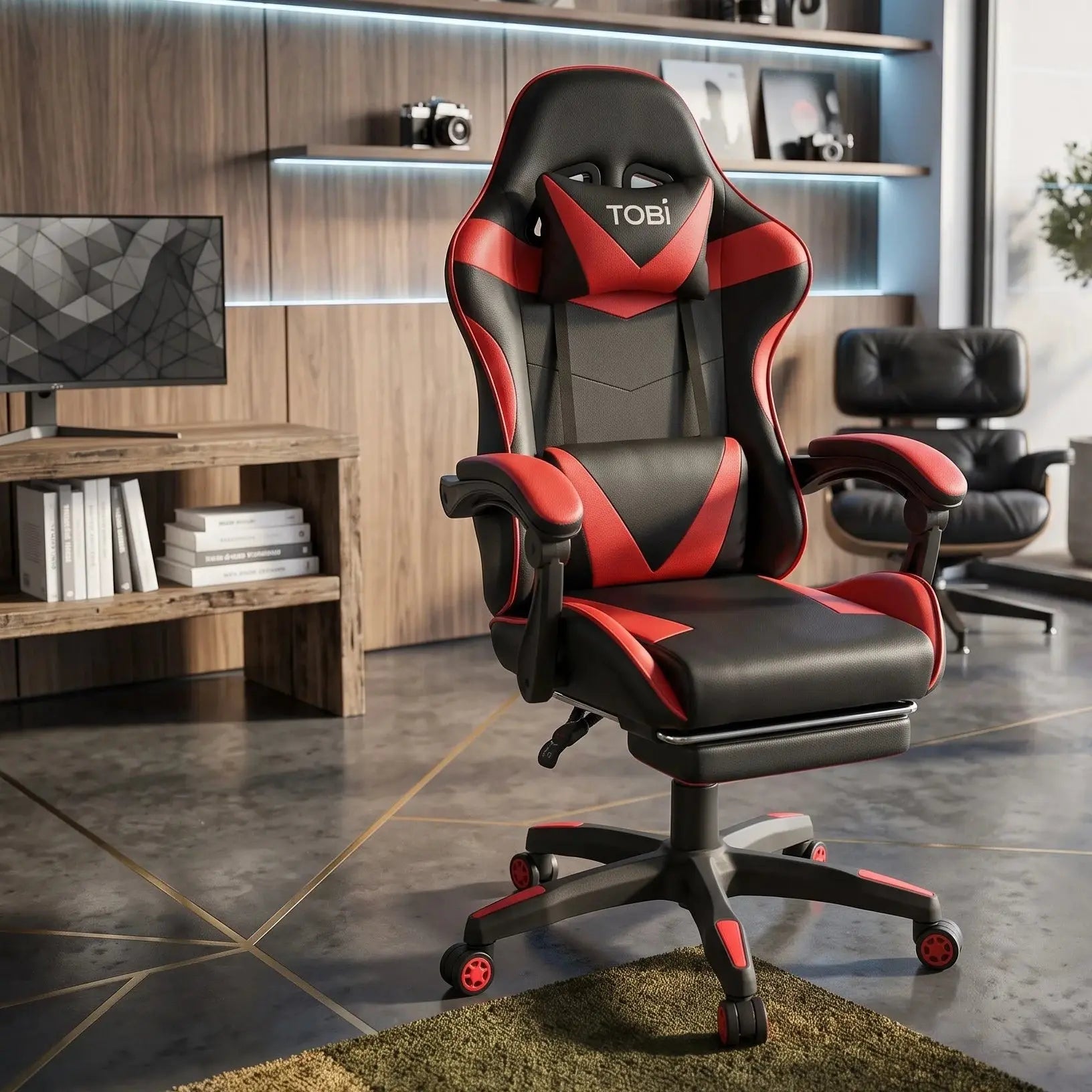TOBI Gaming Chair Red & Black Ergonomic PU Leather Qatar