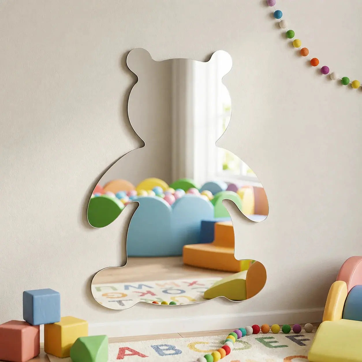 Teddy Bear Mirror 30 x 40cm Shatterproof Acrylic Wall Mirror for Kids Room Scrollcart Qatar  Scrollcart Qatar
