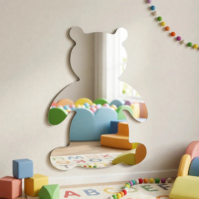 Teddy Bear Mirror 30 x 40cm Shatterproof Acrylic Wall Mirror for Kids Room Scrollcart Qatar  Scrollcart Qatar