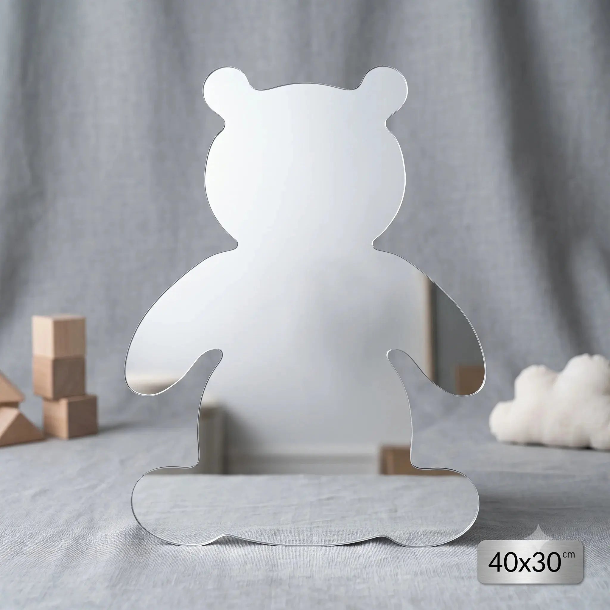 Teddy Bear Mirror 30 x 40cm Shatterproof Acrylic Wall Mirror for Kids Room Scrollcart Qatar  Scrollcart Qatar