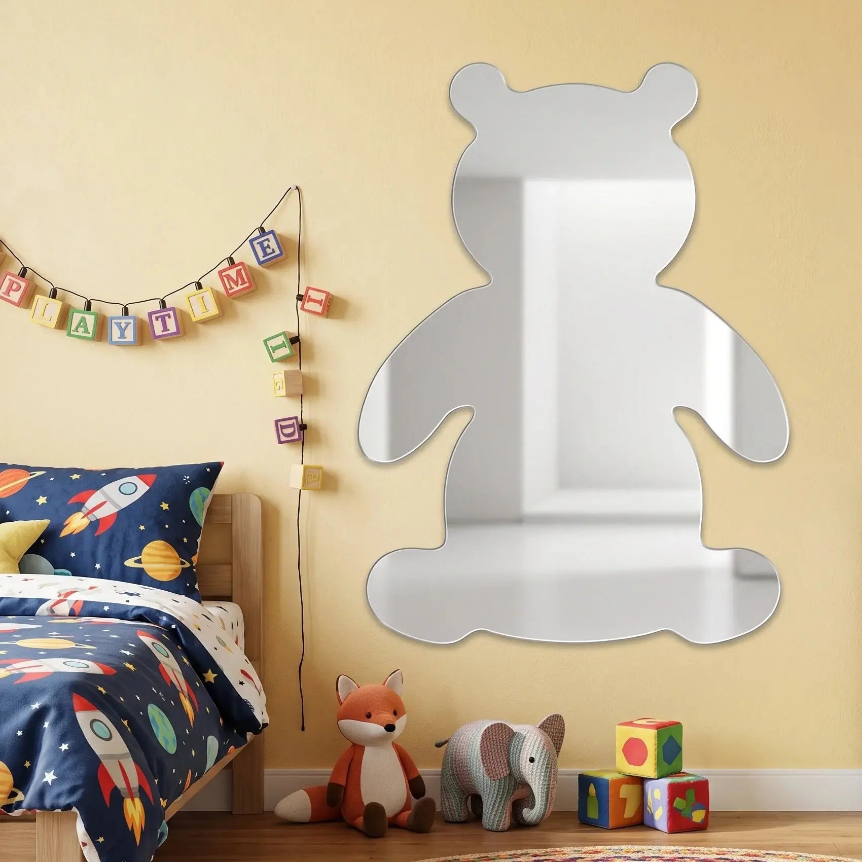 Teddy Bear Mirror 30 x 40cm Shatterproof Acrylic Wall Mirror for Kids Room Scrollcart Qatar  Scrollcart Qatar