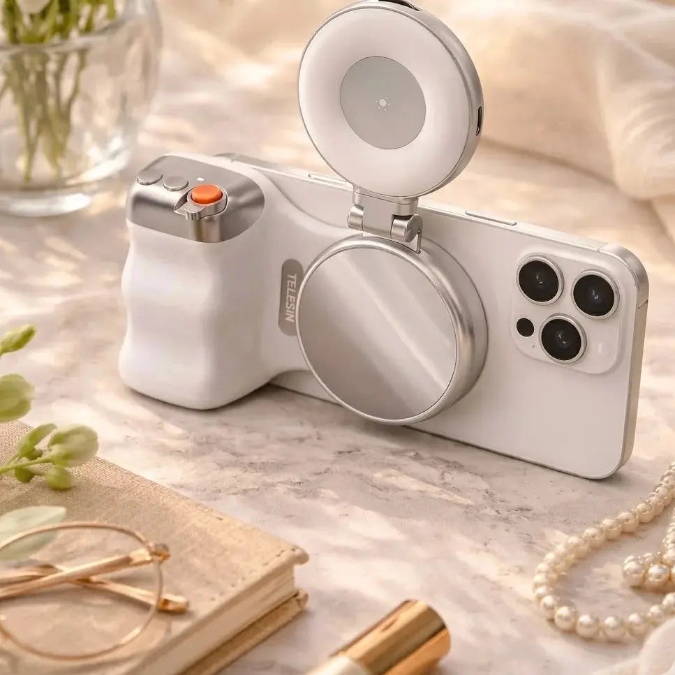 Telesin Magnetic Phone Grip with Selfie Ring Light (MagSafe-Compatible) Scrollcart Qatar 