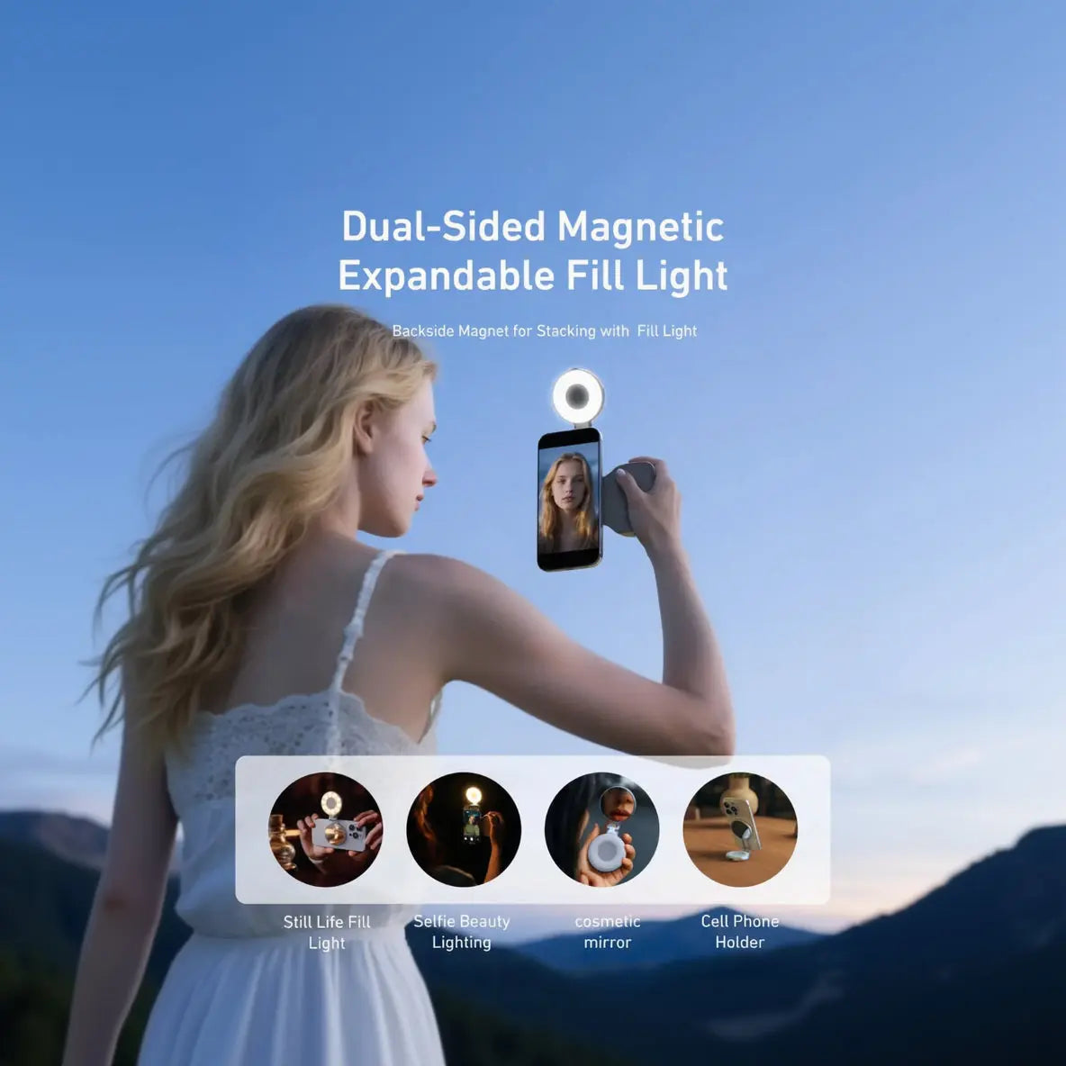 Telesin Magnetic Phone Grip with Selfie Ring Light (MagSafe-Compatible) Scrollcart Qatar 