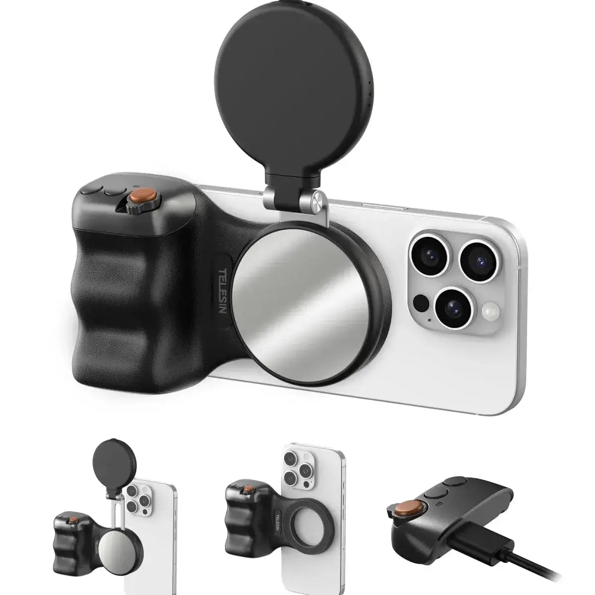 Telesin Magnetic Phone Grip with Selfie Ring Light (MagSafe-Compatible) Scrollcart Qatar 