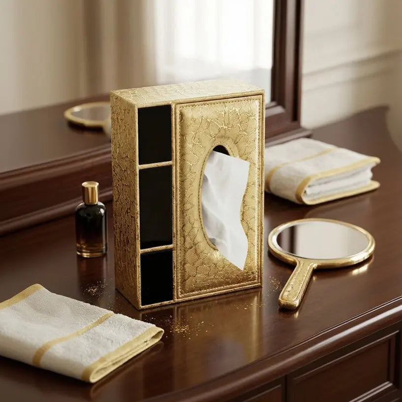 Tissue Box - Luxury Gold Storage Holder Doha Qatar