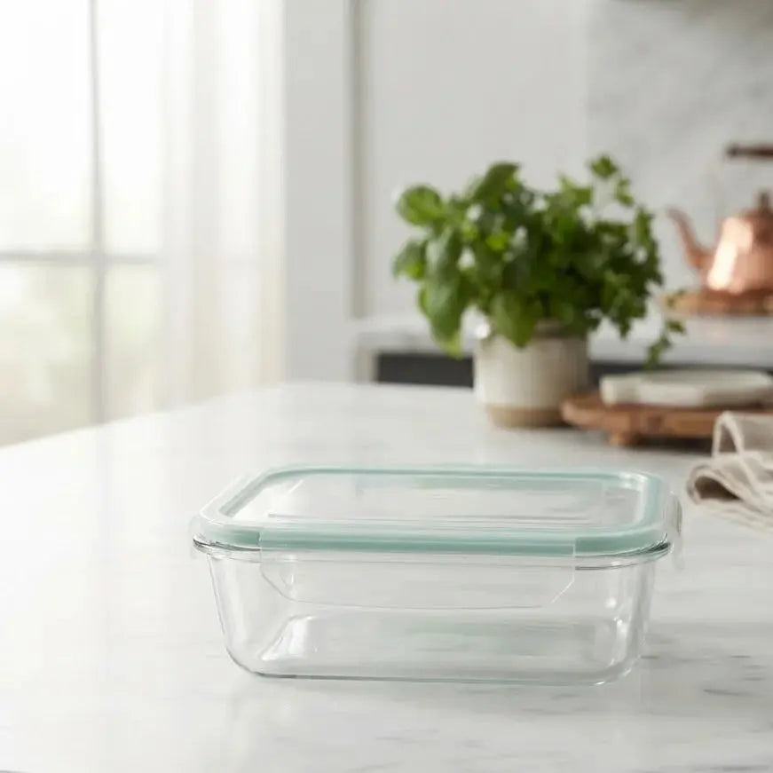 Transparent Glass Lunch Box – 370 mSingle Compartment Scrollcart Qatar 