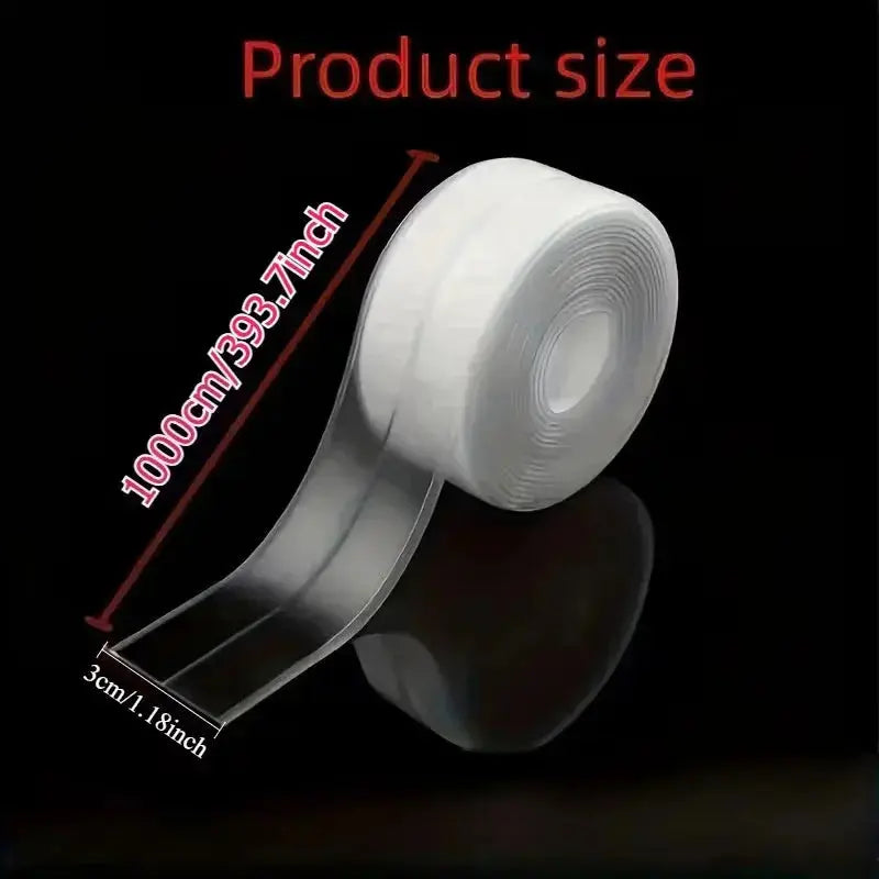 Transparent Waterproof Sealing Tape | Silicone Kitchen & Bathroom Gap Sealing Scrollcart Qatar 