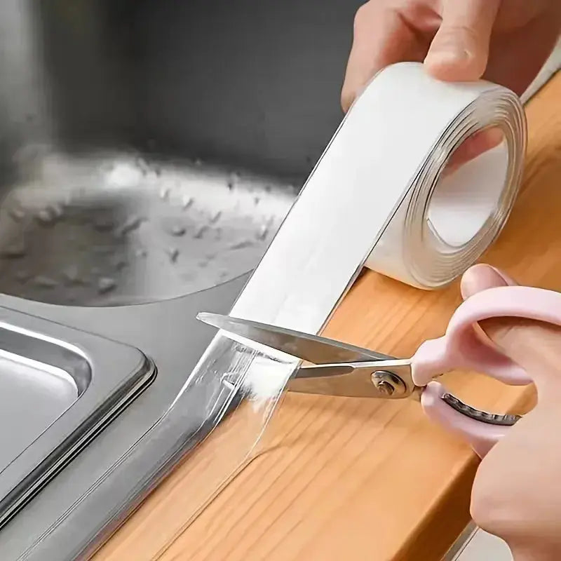 Transparent Waterproof Sealing Tape | Silicone Kitchen & Bathroom Gap Sealing Scrollcart Qatar 