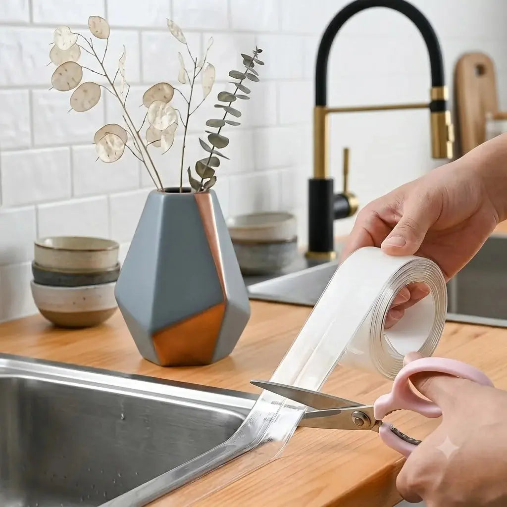 Transparent Waterproof Sealing Tape | Silicone Kitchen & Bathroom Gap Sealing Scrollcart Qatar 