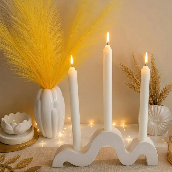 Triple Wave Candle Holder – Modern Decorative Candle Stand Scrollcart Qatar 