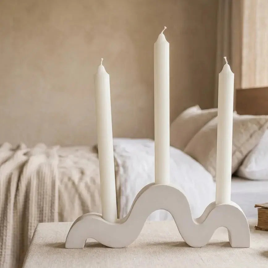 Triple Wave Candle Holder – Modern Decorative Candle Stand Scrollcart Qatar 