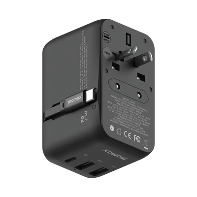 MOMAX 1-World 25W 3-Port AC Travel Adapter with Built-in USB-C Cable Alamat Qatar